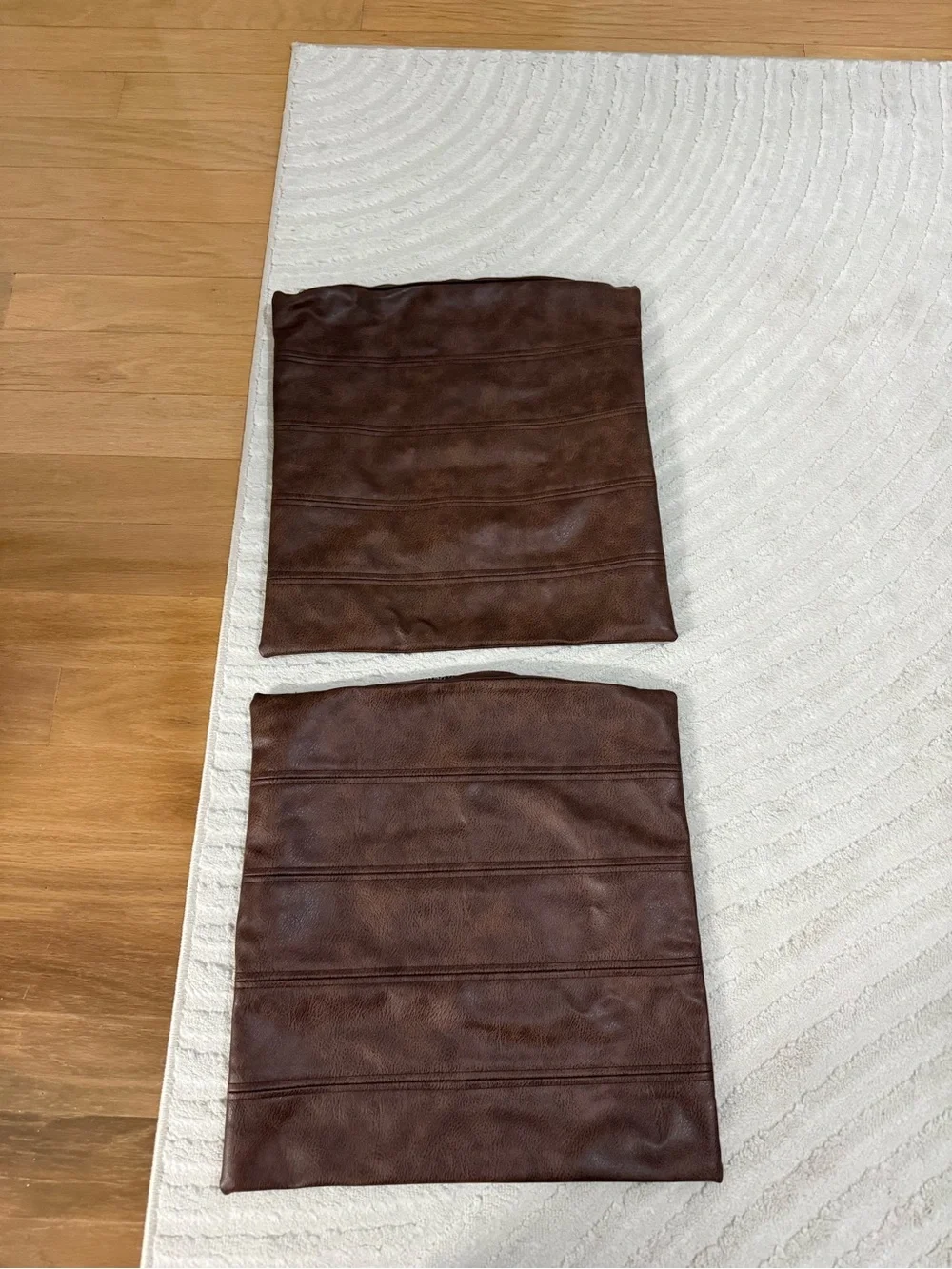 Brown Faux Leather Decorative Throw Pillow Covers Only - Set of 2